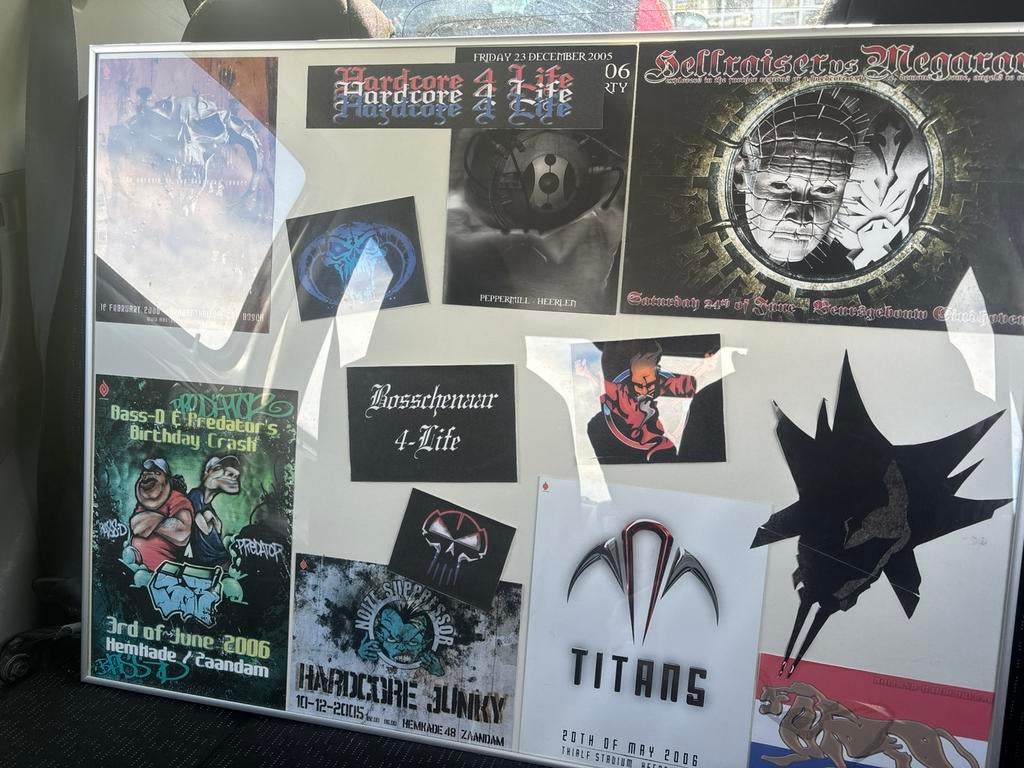 Mooie ingelijste hardcore flyers en afbeeldingen, Verzamelen, Ophalen of Verzenden, Zo goed als nieuw