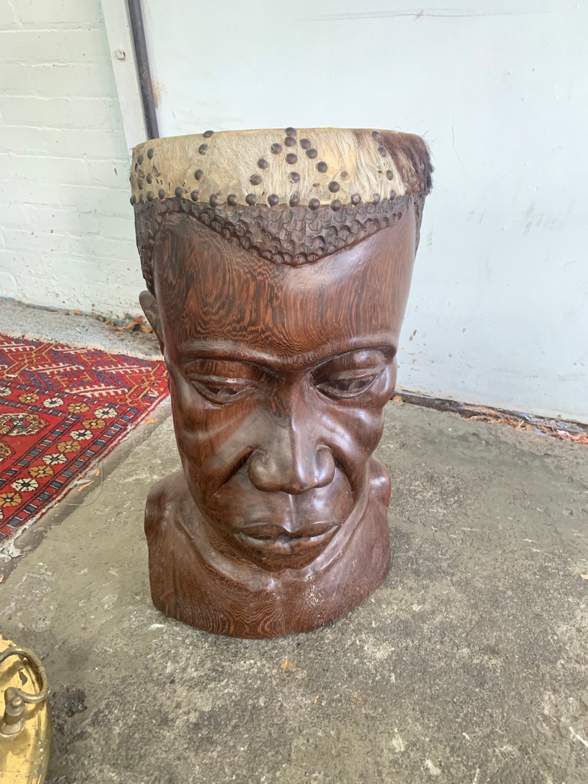 handgesneden grote houten decoratieve Percussie tam-tam, Muziek en Instrumenten, Ophalen of Verzenden, Zo goed als nieuw