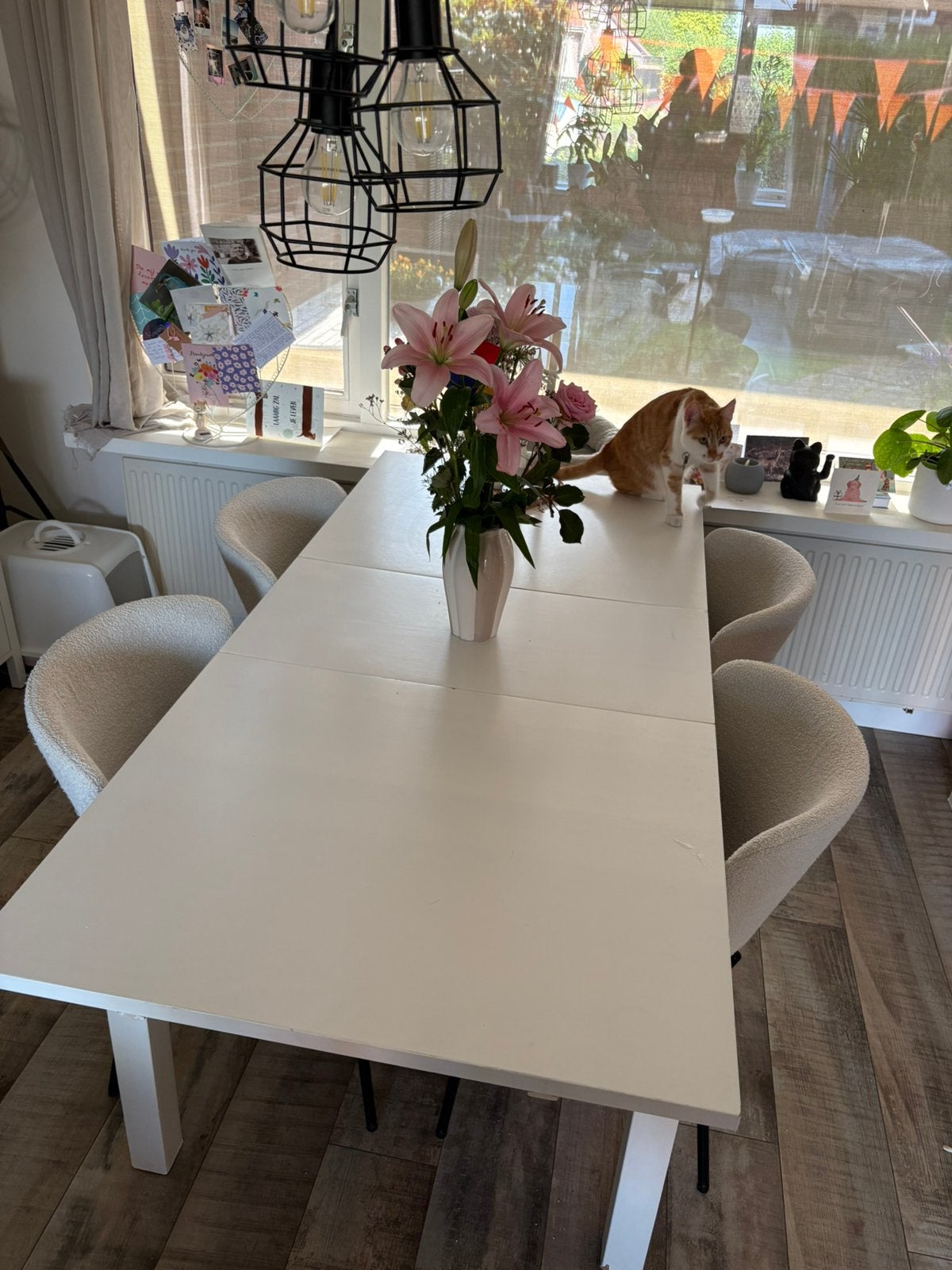 Eettafel wit verlengbaar, Ophalen, Gebruikt, 200 cm of meer, 50 tot 100 cm