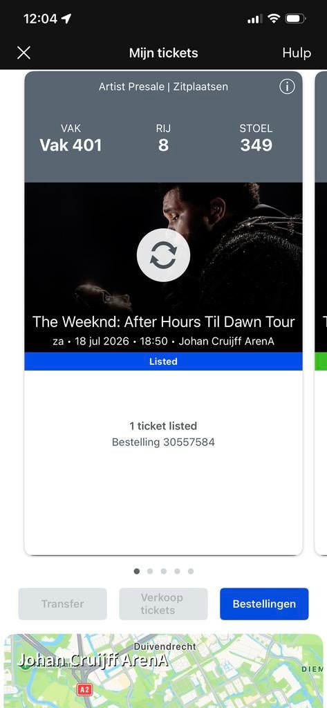 The Weeknd concert ticket 1 stuk 18 juli, Eén persoon, Juli