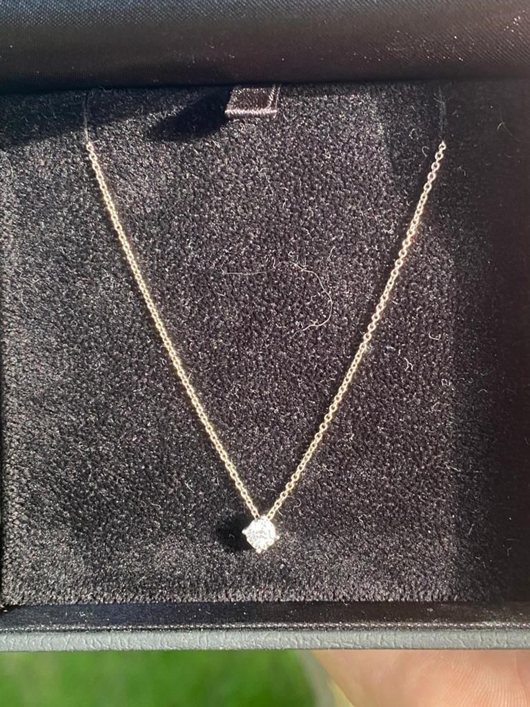 18k witgouden ketting diamant, Ophalen of Verzenden, Zo goed als nieuw, Wit, Goud