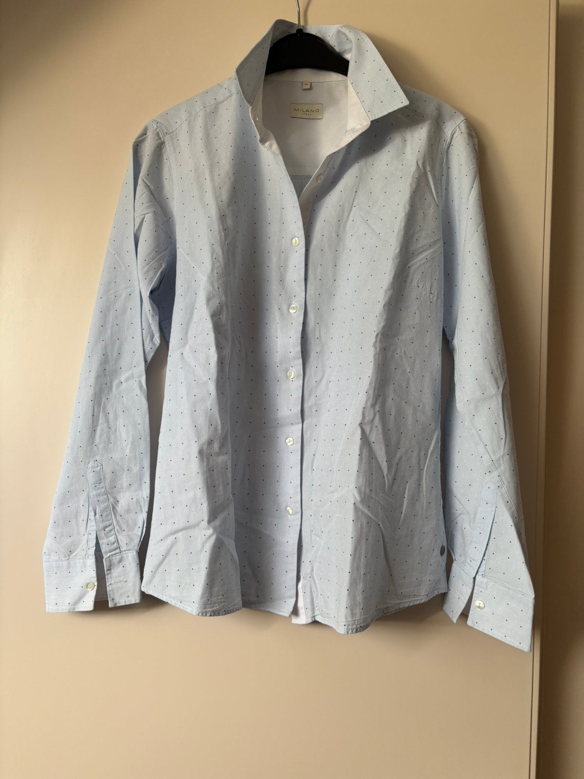 Milano Italy dames blouse , maat 40, lange mouw, Ophalen of Verzenden, Zo goed als nieuw, Maat 38/40 (M), Blauw