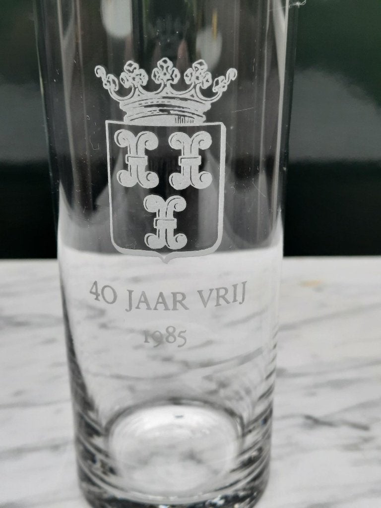 Vianen 1985 40 jaar Vrij longdrinkglazen, Glas of Glazen, Vintage, Ophalen of Verzenden, Glas