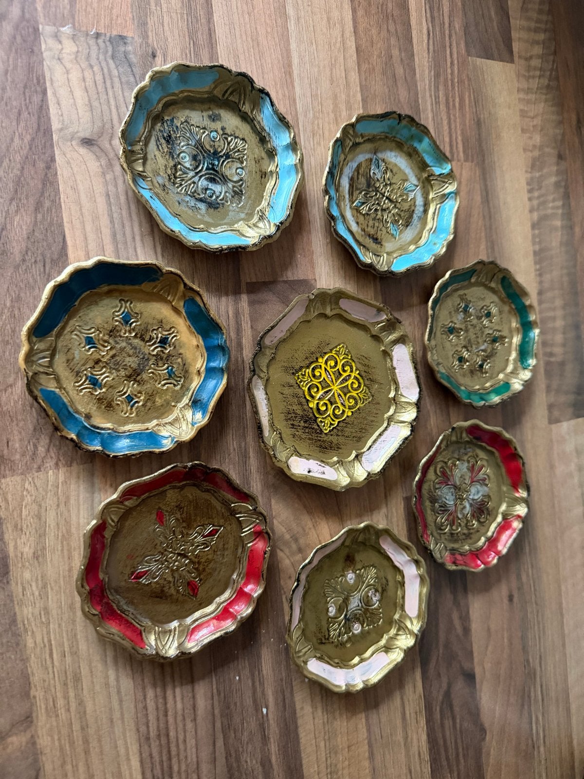 Vintage Florentijnse Houten Onderzetters - Jaren '50 Italië, Ophalen of Verzenden