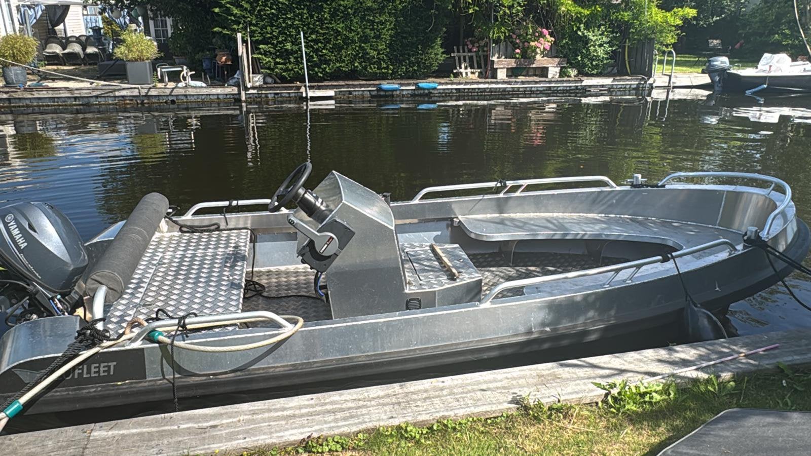 Alufleet 444 aluminium consoleboot incl 15pk Yamaha, Watersport en Boten, Motorboten en Motorjachten, Buitenboordmotor, Aluminium
