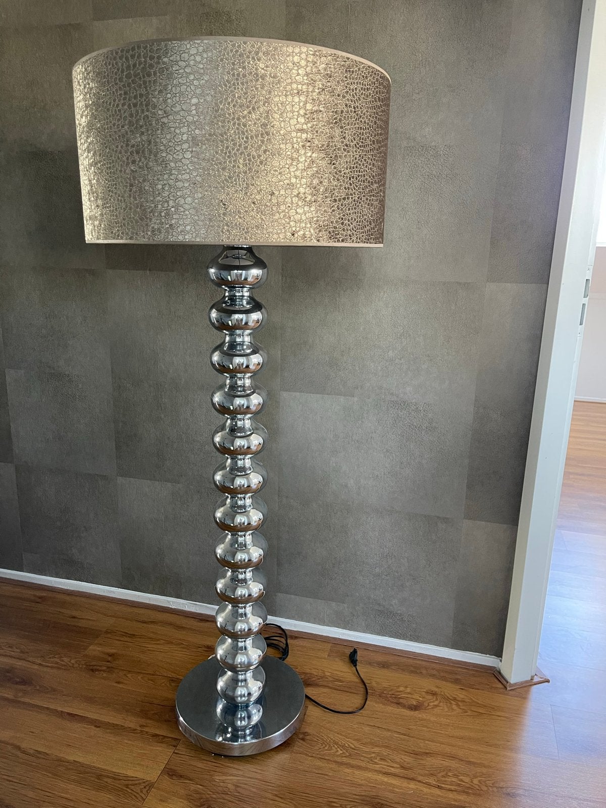 Bollen vloerlamp met croco kap - Erik Kuster style, Huis en Inrichting, Ophalen, E27 (groot), Zo goed als nieuw, Metaal