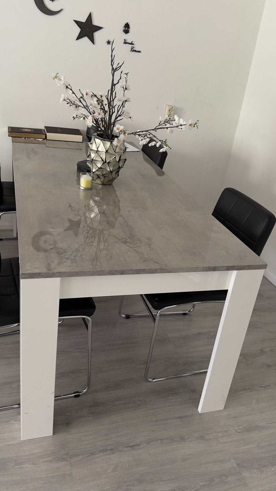 Eettafel en salon tafel set grijs/wit, Huis en Inrichting, Tafels | Eettafels, Ophalen, Zo goed als nieuw, Rechthoekig, 50 tot 100 cm