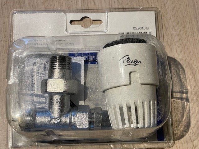 Nr.342 Thermostaat radiatorkraan Thermolux 1/2"x15mm haaks, Ophalen of Verzenden, Nieuw