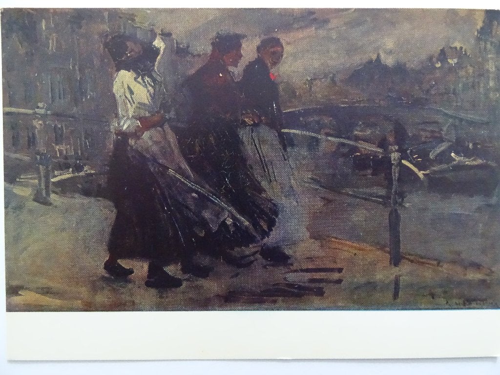 G. H. Breitner (1887-1923) / Drie vrouwen op een brug, Ophalen of Verzenden, 1920 tot 1940, Ongelopen, Sterren en Beroemdheden