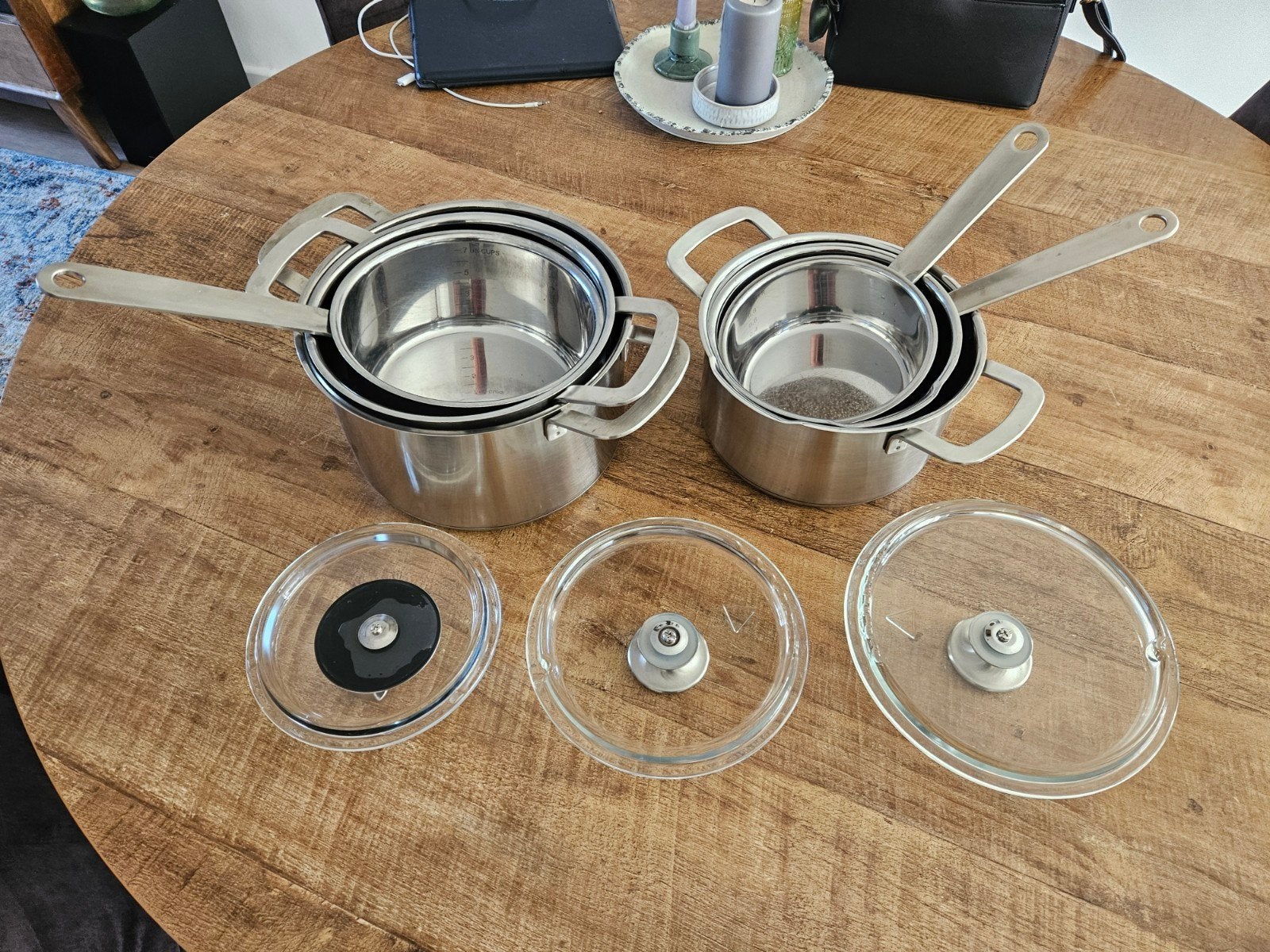 IKEA 365+ Pannenset - RVS met glazen deksels, Huis en Inrichting, Gebruikt, Pannenset, Ophalen of Verzenden, IKEA