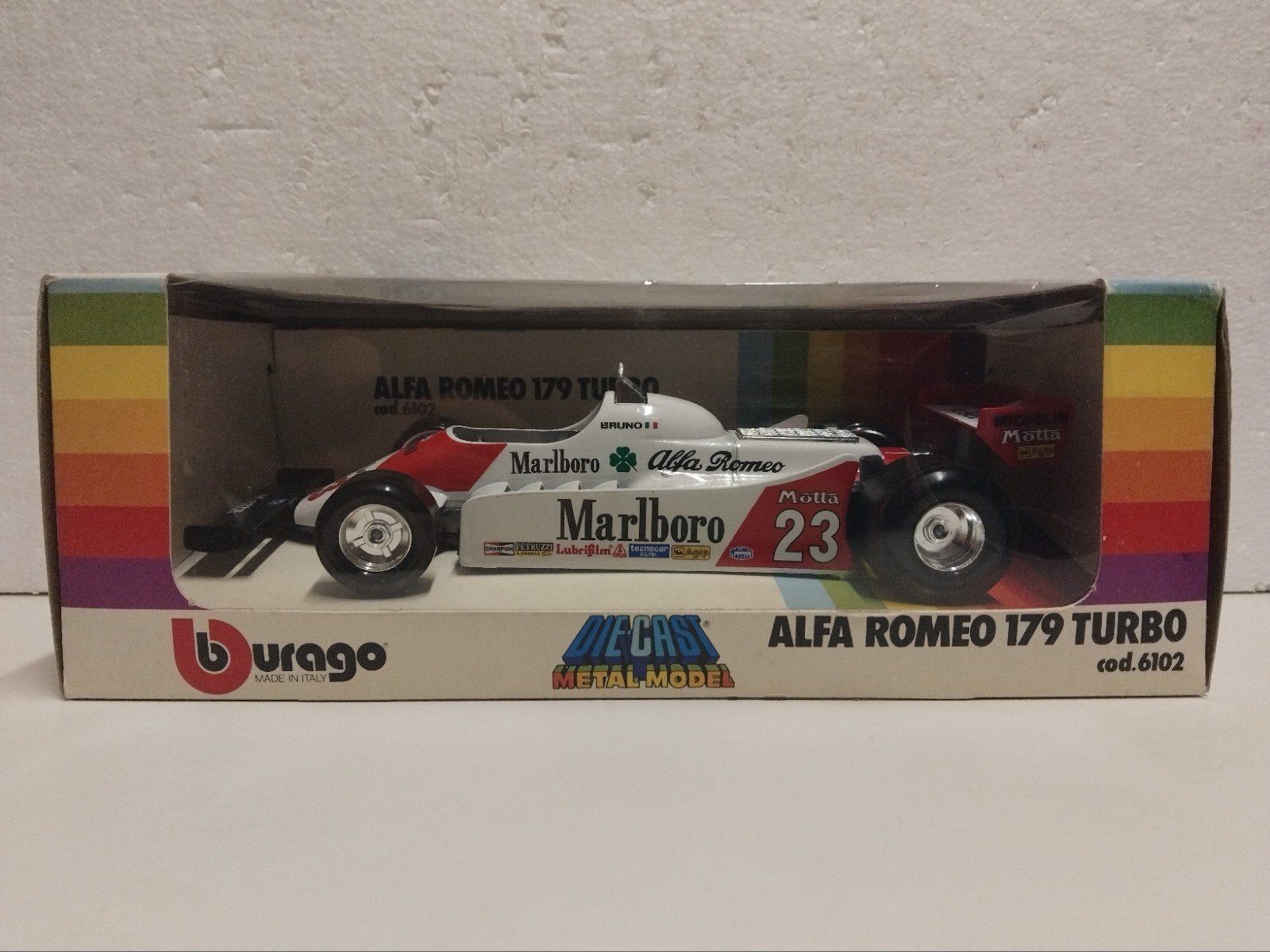 oude Bburago 1:24 vintage Alfa Romeo 179 Turbo Formule 1, Ophalen of Verzenden, Zo goed als nieuw, Auto, Bburago