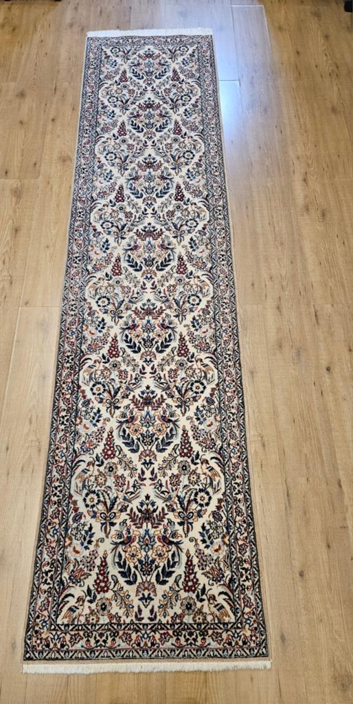 Vintage handgeknoopt perzisch tapijt loper nain 6la 300x71