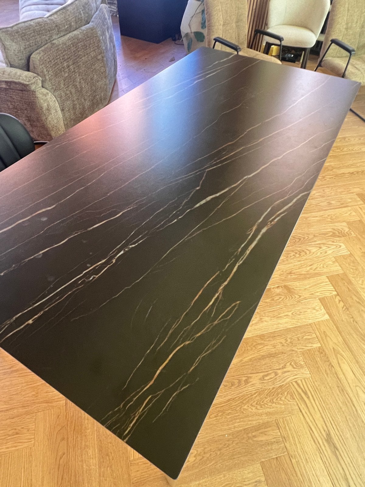 SERAX Molly design eettafel 200100cm – keramisch marmerlook, 200 cm of meer, Zo goed als nieuw, Metaal, Rechthoekig