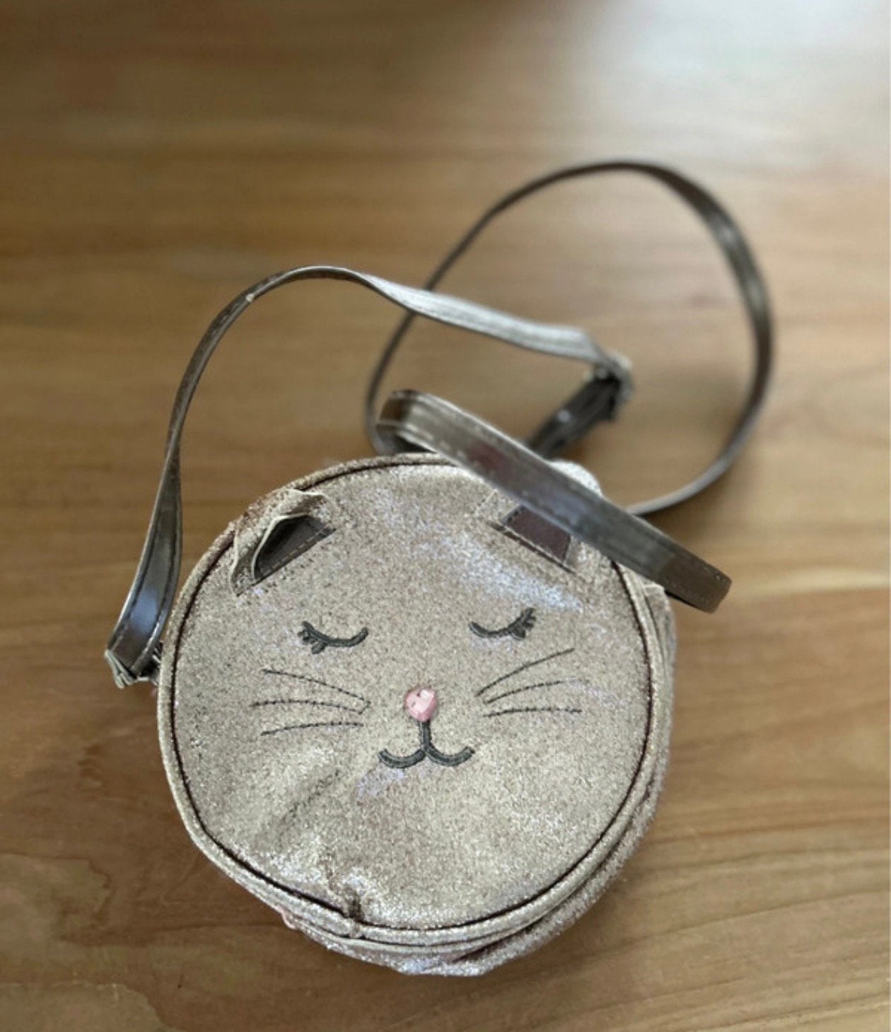Kinder portemonnee/ tasje poes goud glitter, Ophalen of Verzenden, Gebruikt