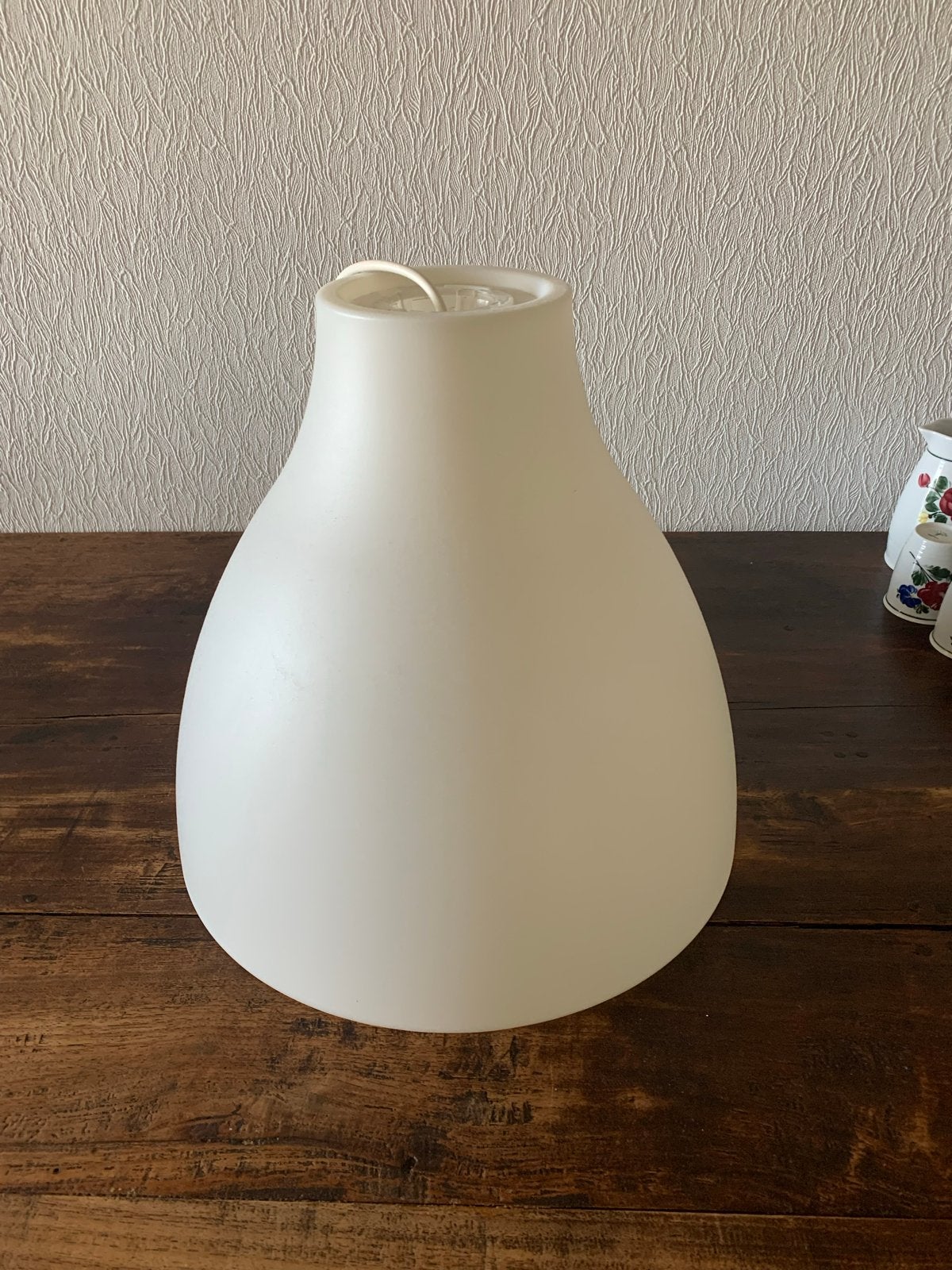 Witte hanglamp, kunststof , E27 fitting, Huis en Inrichting, Ophalen, Zo goed als nieuw, Glas, E27 (groot)