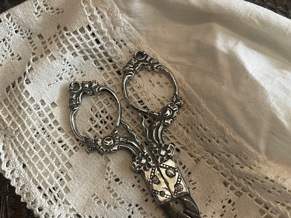 zilveren chatelaine schaar handwerkschaar coupeuse naaigerei, Ophalen of Verzenden