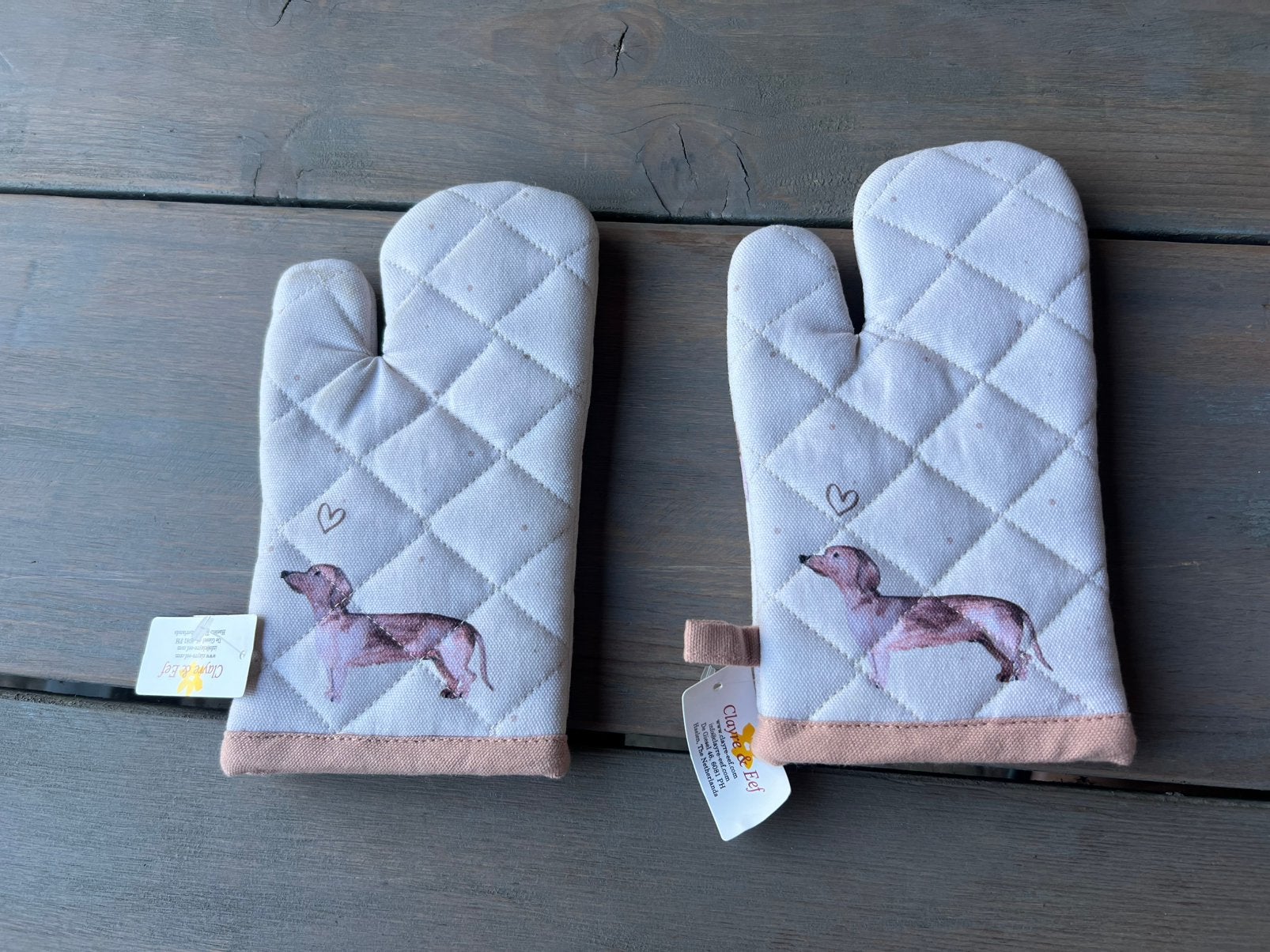 Kinder ovenwant Teckel, clayre & eef, Huis en Inrichting, Keuken | Textiel, Katoen, Meerkleurig, Ovenwant, Nieuw