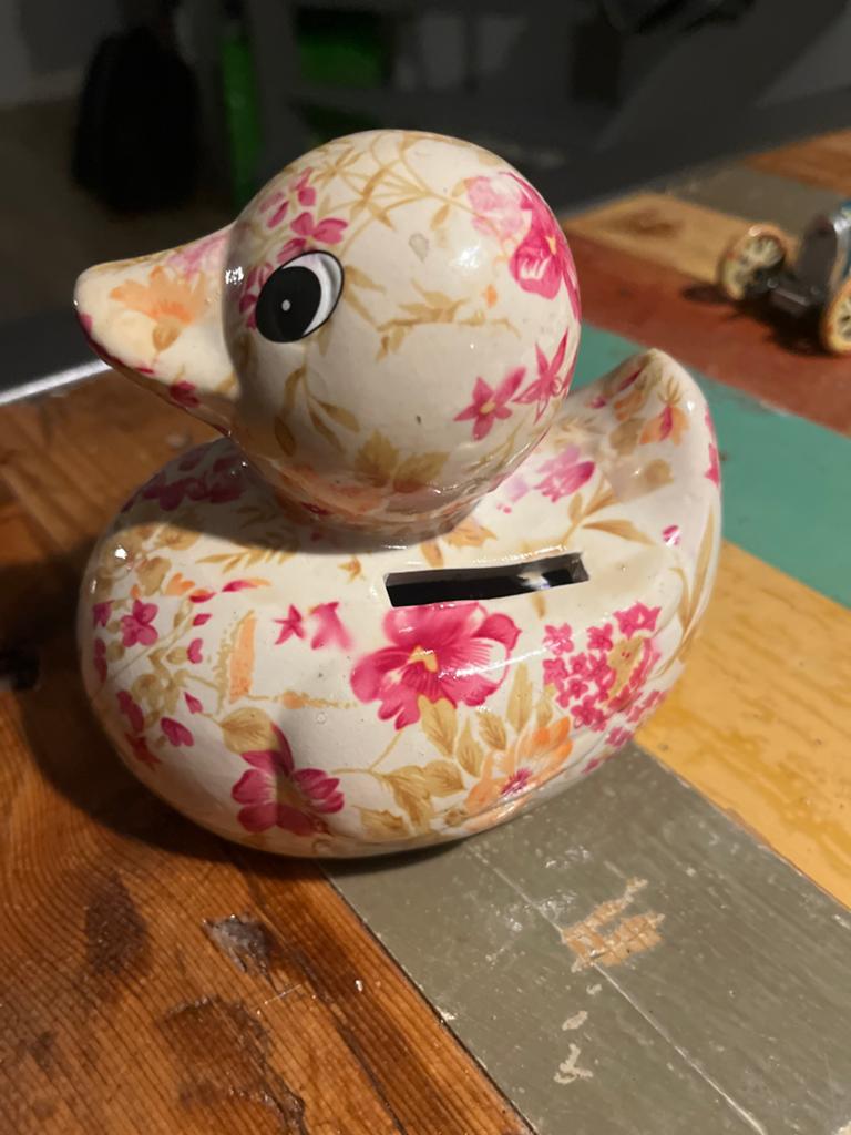 Pomme Pidou Spaarpot Ducky - Handgeschilderd Keramiek, Ophalen of Verzenden, Zo goed als nieuw, Steen, Aardewerk of Keramiek, Dier