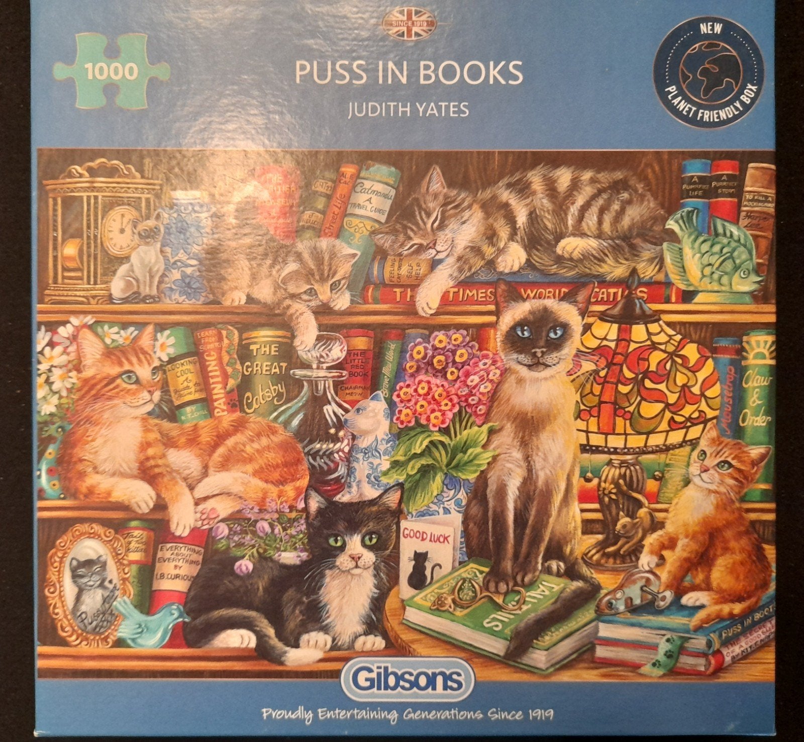 Puzzel Gibsons Puss in books 1.000 stukjes, Ophalen of Verzenden, 500 t/m 1500 stukjes, Zo goed als nieuw