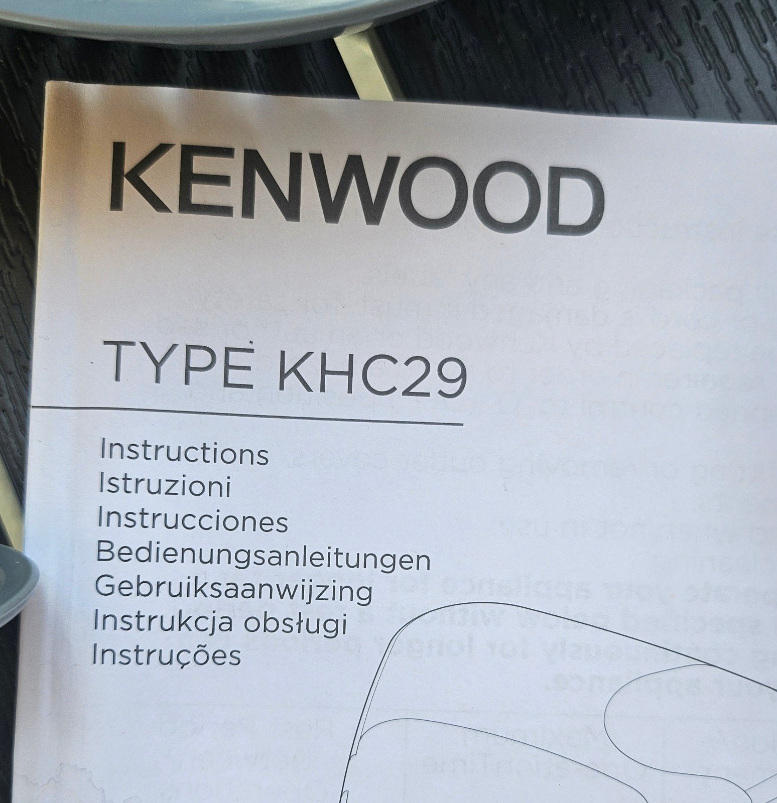 Kenwood KHC29 Keukenmachine met accessoires, 1 tot 2 liter, Ophalen, Gebruikt, 3 snelheden of meer