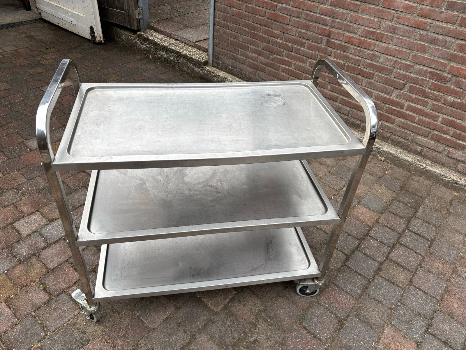 RVS Serveerwagen / Transportwagen - 3 Bladen, Ophalen of Verzenden, Gebruikt, Transport en Opslag