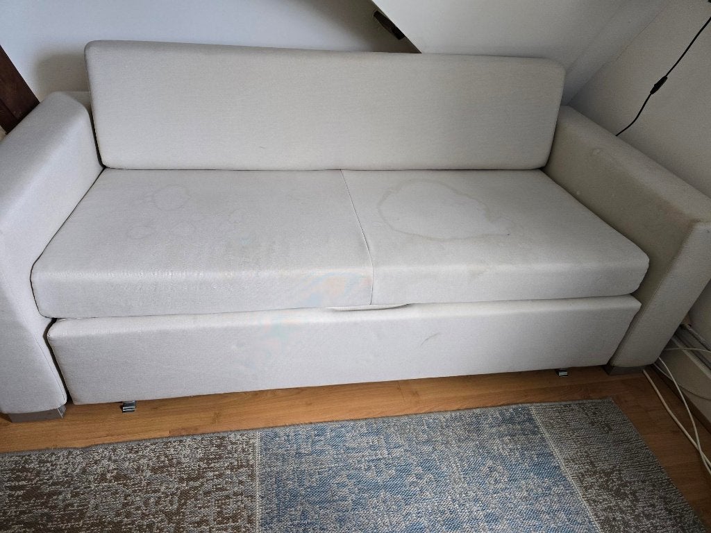 Tweepersoons slaapbank creme / wit, Ophalen, Gebruikt, Tweepersoons, 190 cm of minder