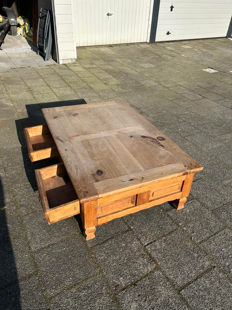 Grenen salontafel 80x120x40 cm met lades, Gebruikt, 100 tot 150 cm, Minder dan 50 cm, Grenenhout