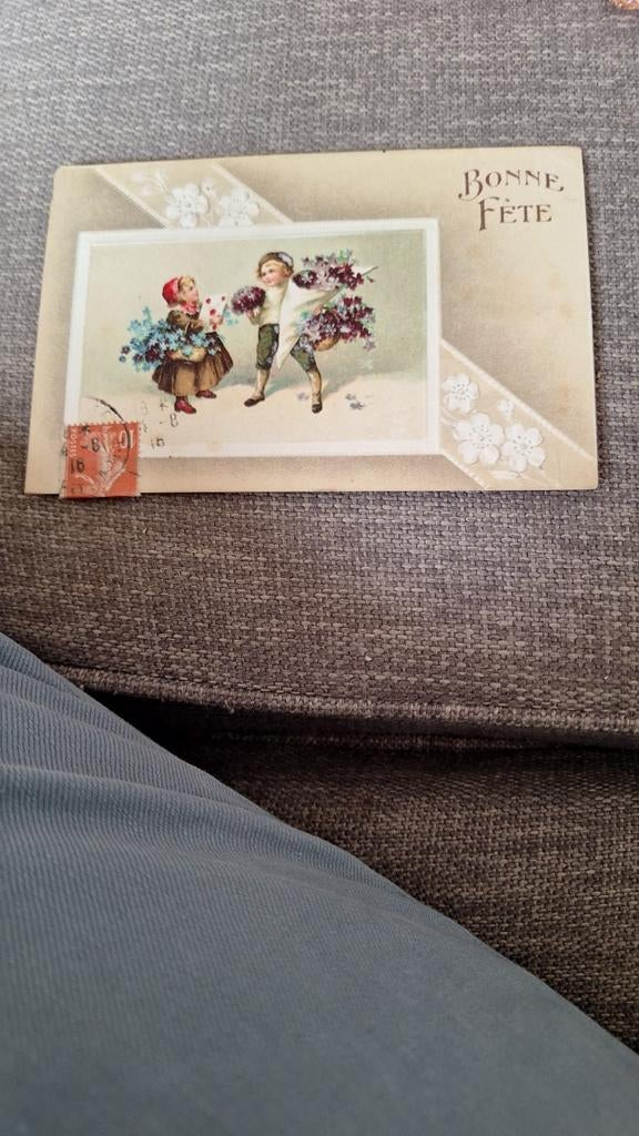 Antieke ansichtkaart Bonne Fête, Ophalen of Verzenden, Voor 1920, Gelopen