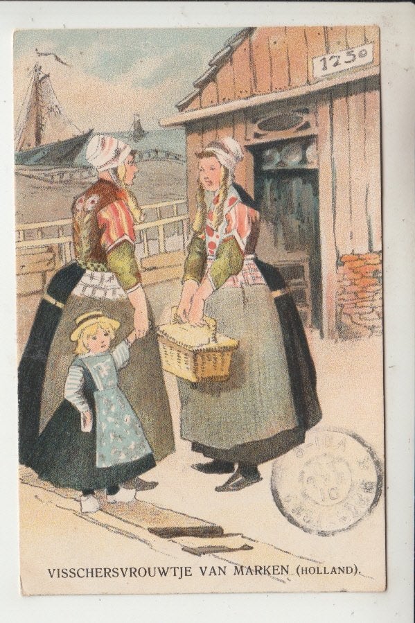 Marken - Klederdracht, Visschersvrouwtje, Ophalen of Verzenden, Voor 1920, Gelopen, Noord-Holland