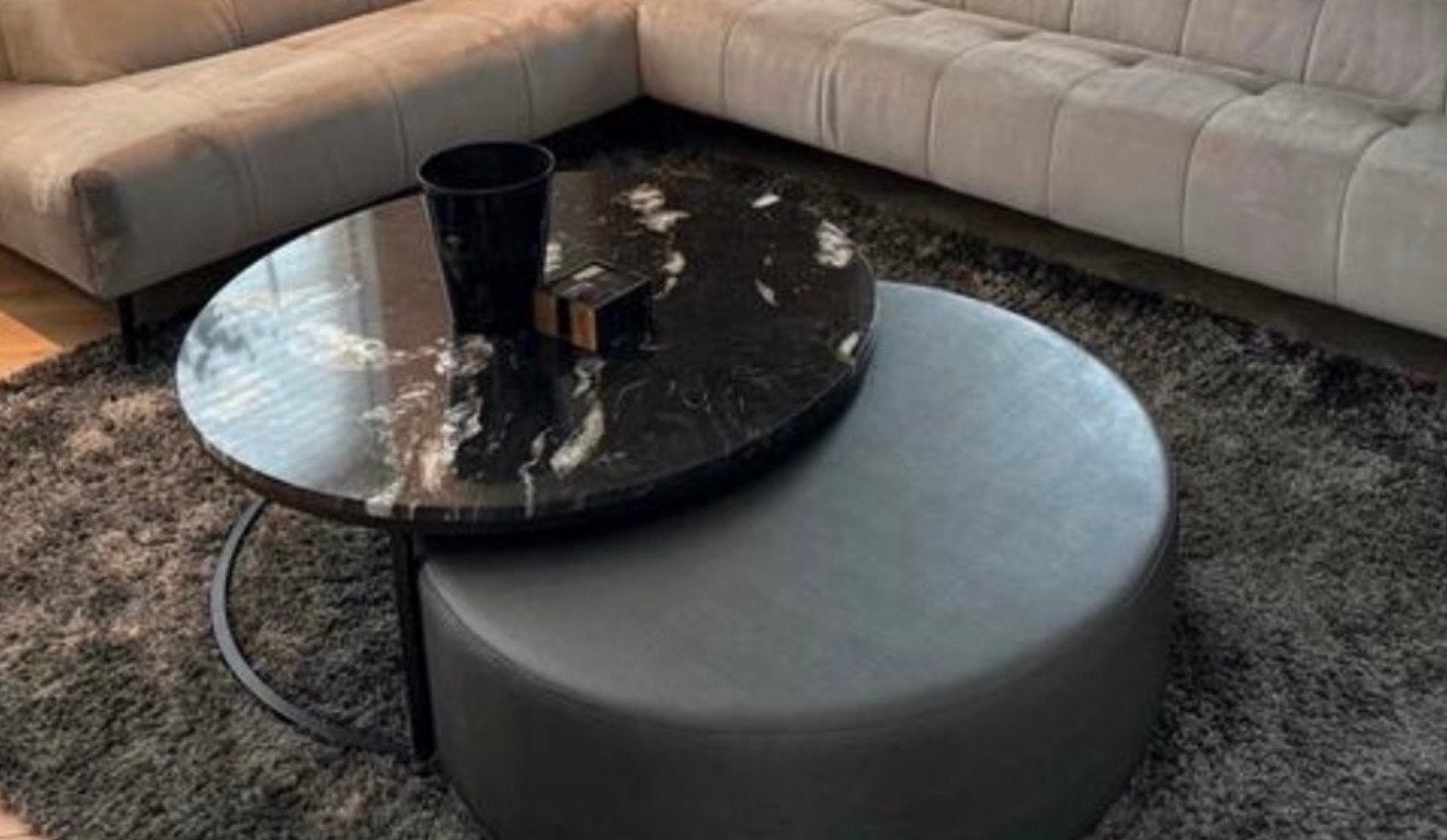 Grijze ronde hocker 100cm doorsnede, Ophalen, Gebruikt, Rond, 75 tot 100 cm