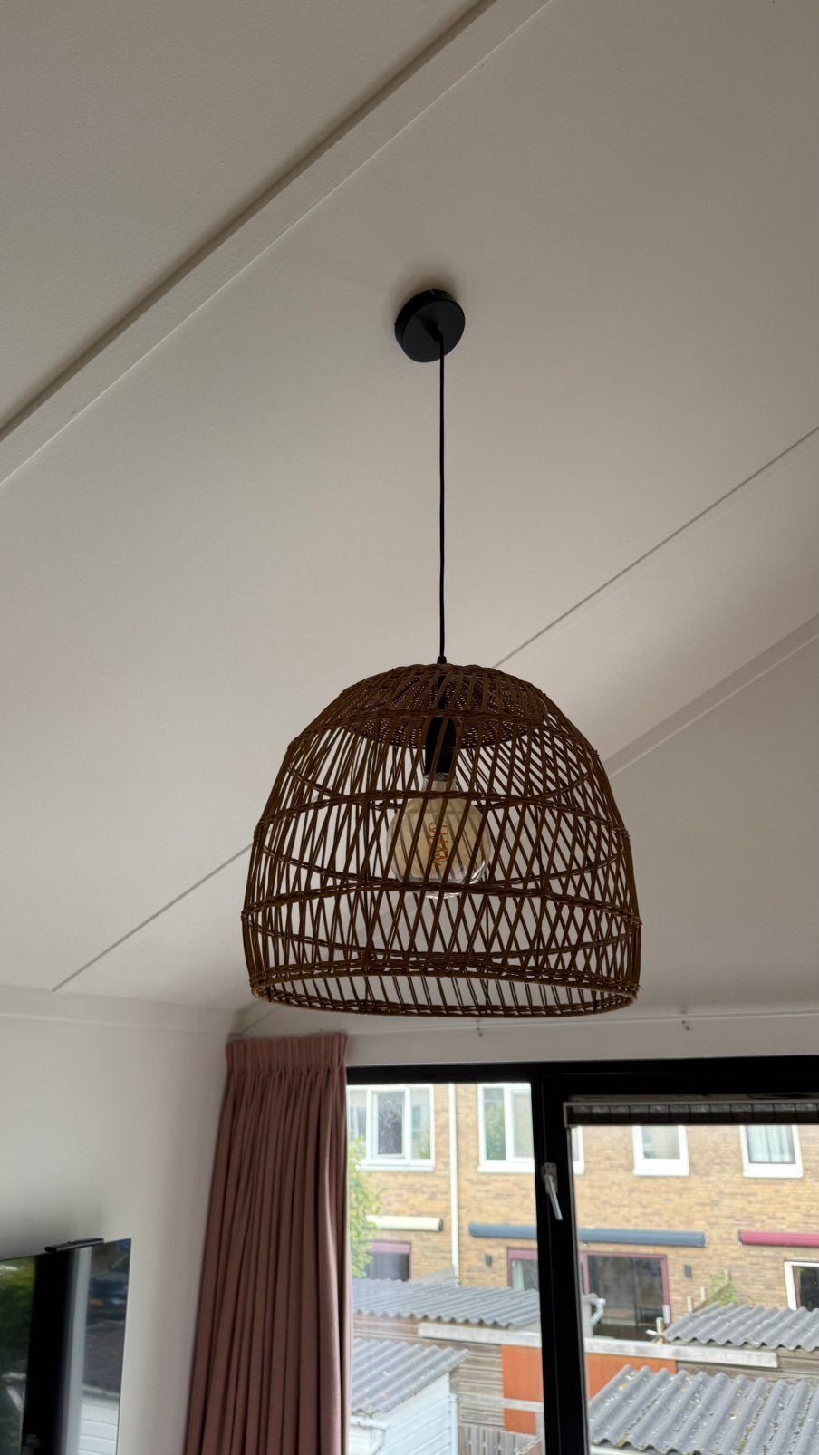 Hanglamp riet/rotan, Huis en Inrichting, Ophalen, Zo goed als nieuw
