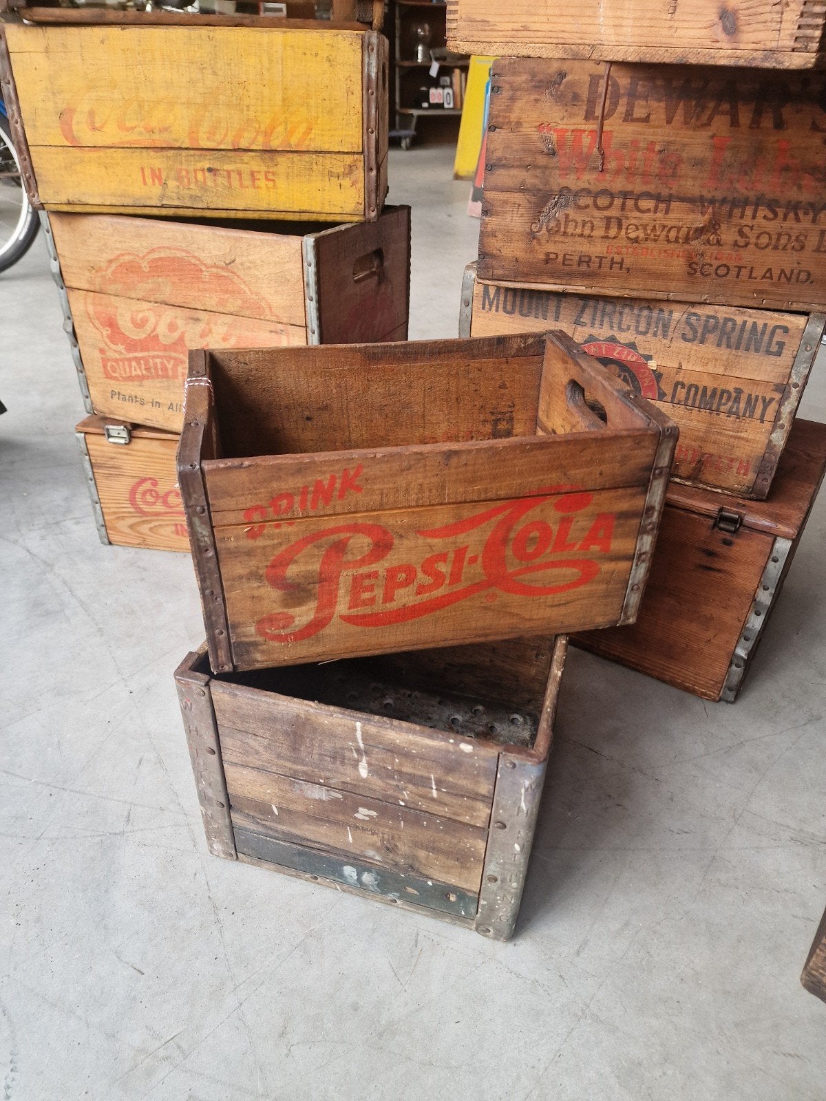 oude transport kisten van Coca-Cola pepsi Canada dry, Ophalen, Gebruikt, Verpakking