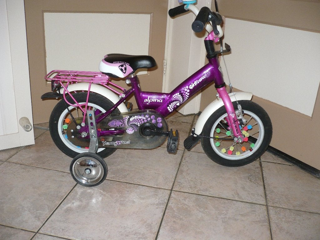 Mooie alpina 12,5 inch meisjesfiets met zijwielen, Ophalen, Terugtraprem, Zijwieltjes, Alpina Girlpower