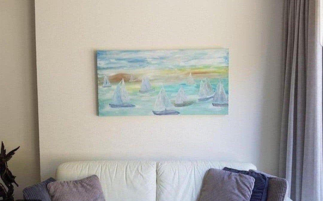 Schilderij ZEILERS 120x60, Ophalen, Textiel, Acrylverf