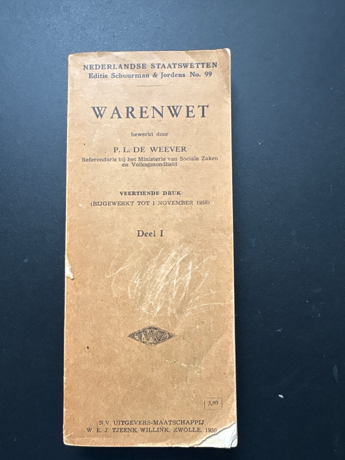 Warenwet 1958 - Nederlandse Editie Schuurman & Jorde, Ophalen of Verzenden, Gelezen