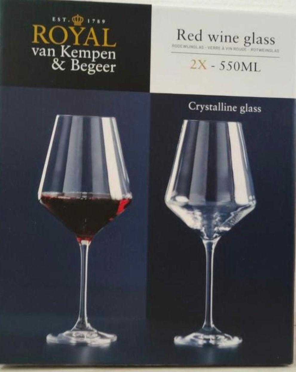 Royal van Kempen & Begeer Rode Wijnglazen - 2x 550ml, Nieuw, Ophalen of Verzenden, Overige merken, Glas