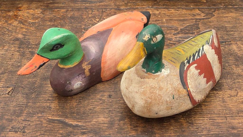 2 Vintage houten lokeenden, Ophalen of Verzenden