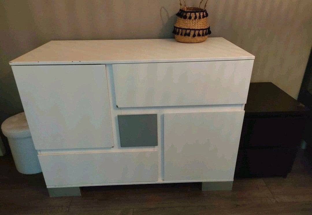 Witte commode met lades, Ophalen, Gebruikt, 50 tot 70 cm, 75 tot 100 cm