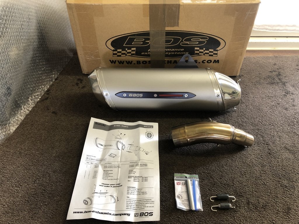 Bos Street Fox RVS mat uitlaat demper Suzuki SV650 2016-2019, Motoren, Gebruikt, Info@bosexhausts.com, Verzenden, BOS Exhausts