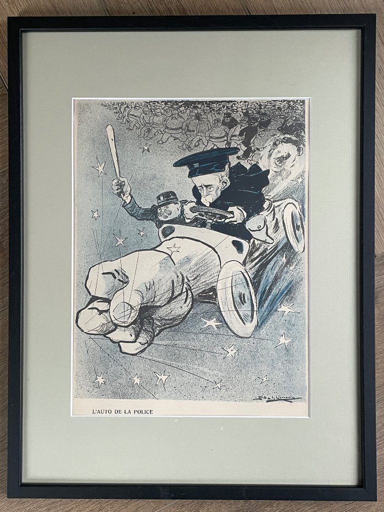 1906 Politieauto - Camara da Leal vintage - P0782-04, Ophalen of Verzenden, Lithografie, 1900 - 1949