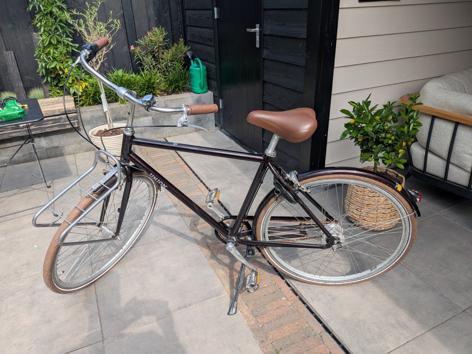 Union Flow heren stadsfiets, Fietsen en Brommers, Gebruikt, Velgrem, Versnellingen, 53 tot 57 cm