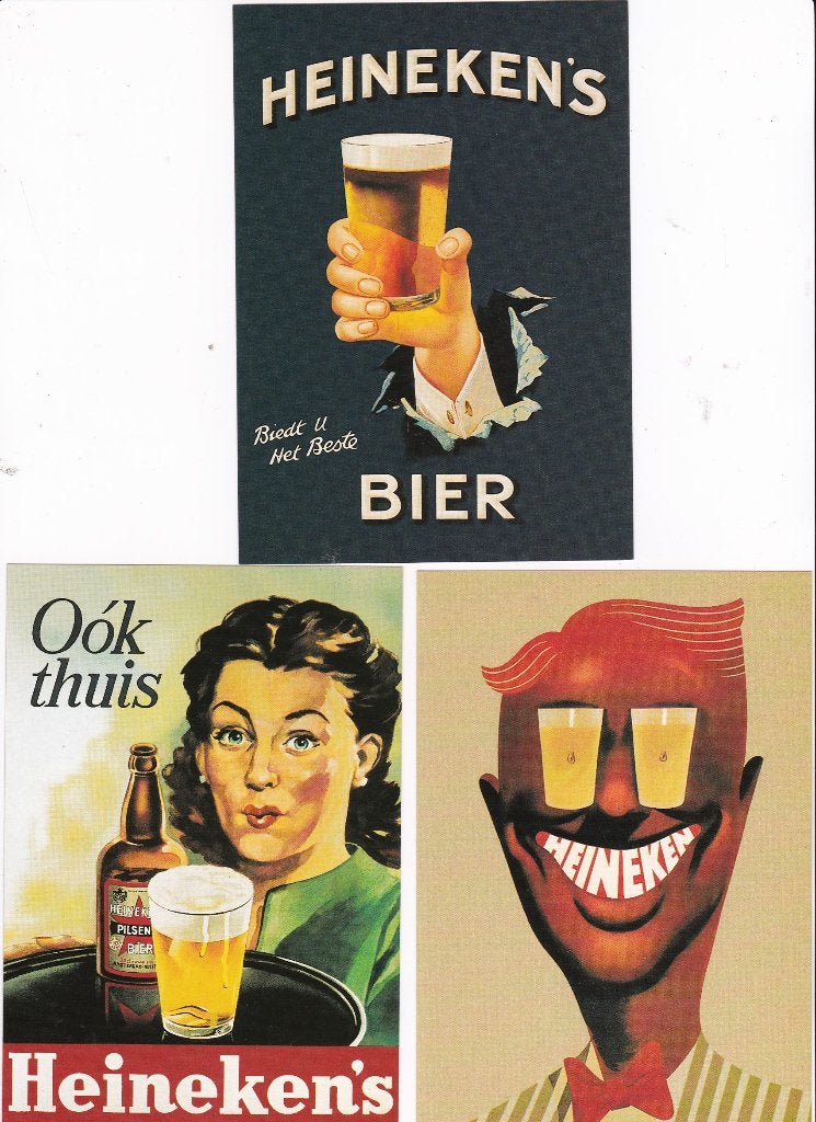 Heineken Klassiekers 3x mooie retro-reclamekaarten uit 1996, Ophalen, Nieuw, Overige typen, Heineken