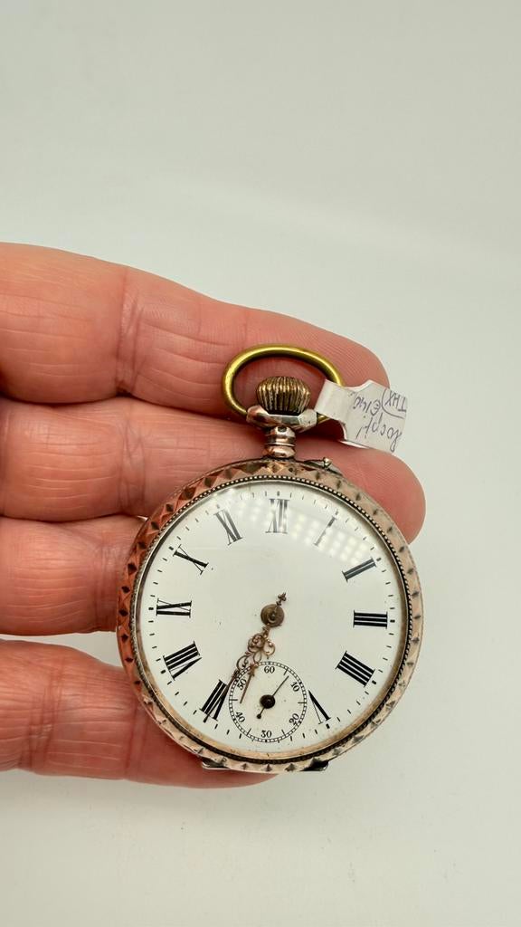 Antiek zilveren zakhorloge, loopt! Zilverkeur: 800, Overige merken, Zakhorloge, Verzenden, 1900 tot 1930
