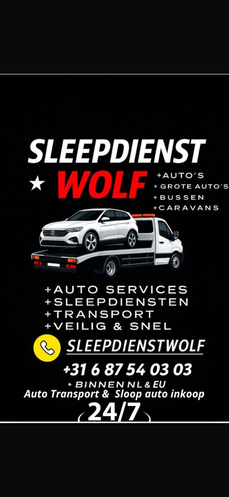 SLEEPDIENST SLEEPDIENSTEN TAKELWAGEN WOLF, Ophalen of Verzenden