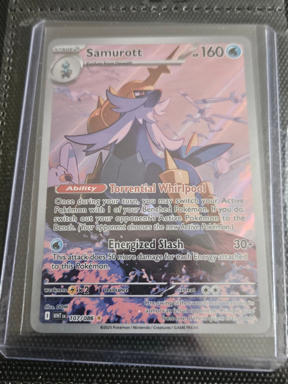 Pokemon Samurott 107/086 White Flare, Ophalen of Verzenden, Zo goed als nieuw, Losse kaart, Foil