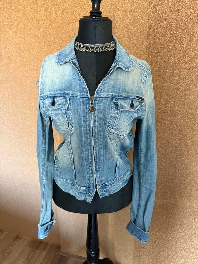 Jeans jasje maison scotch maat 4/38, Ophalen of Verzenden, Gedragen, Maat 38/40 (M), Blauw