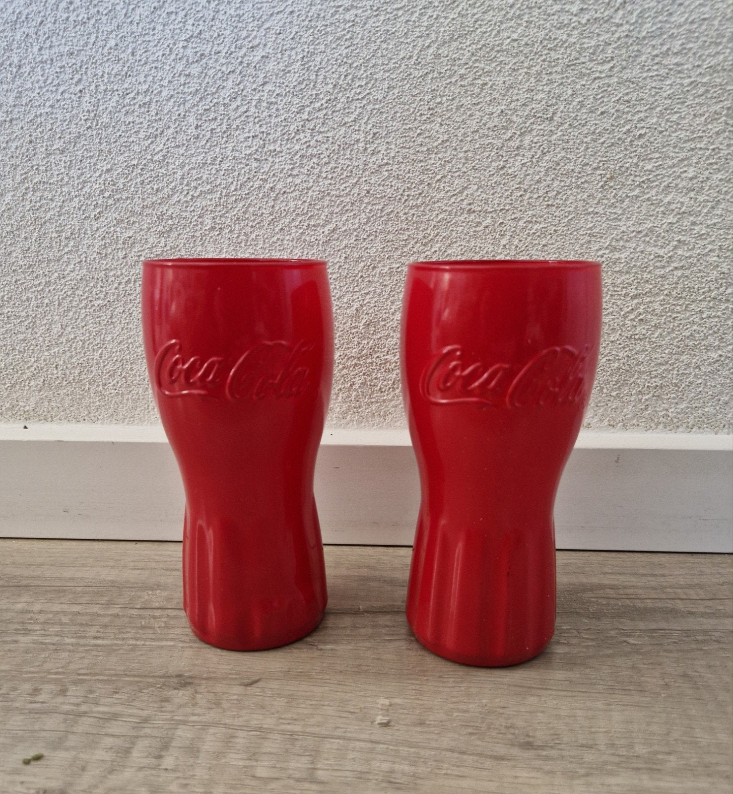 rode coca cola glas glazen 2 stuks McDonald's rood, Glas of Glazen, Ophalen of Verzenden, Overige stijlen, Glas