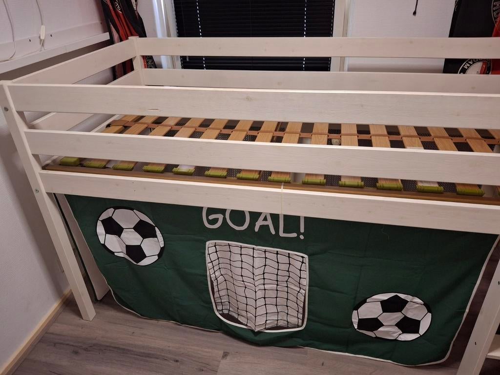 Hoogslaper met lattenbodem en voetbaltent, Ophalen, Gebruikt, Hoogslaper