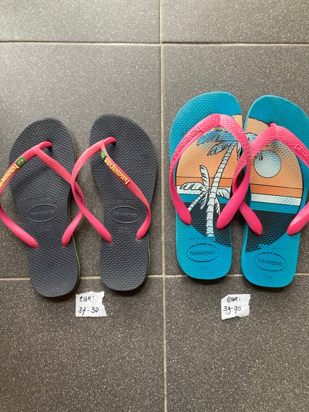 Havaianas Slippers - EUR maat 37-38 en 39-40, Ophalen of Verzenden, Gebruikt, Meisje, Overige typen