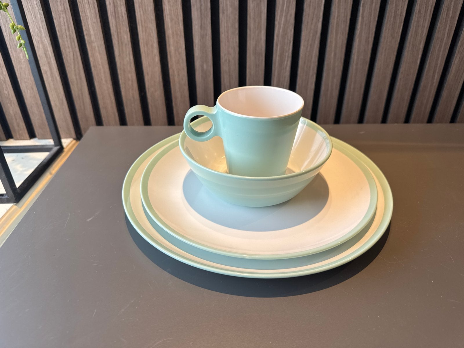 Mepal Flow servies setje - 4-delig in mintgroen, Caravans en Kamperen, Ophalen of Verzenden, Zo goed als nieuw